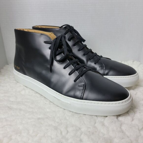 Common Projects Black Leather High-Top Sneakers - Picture 1 of 9